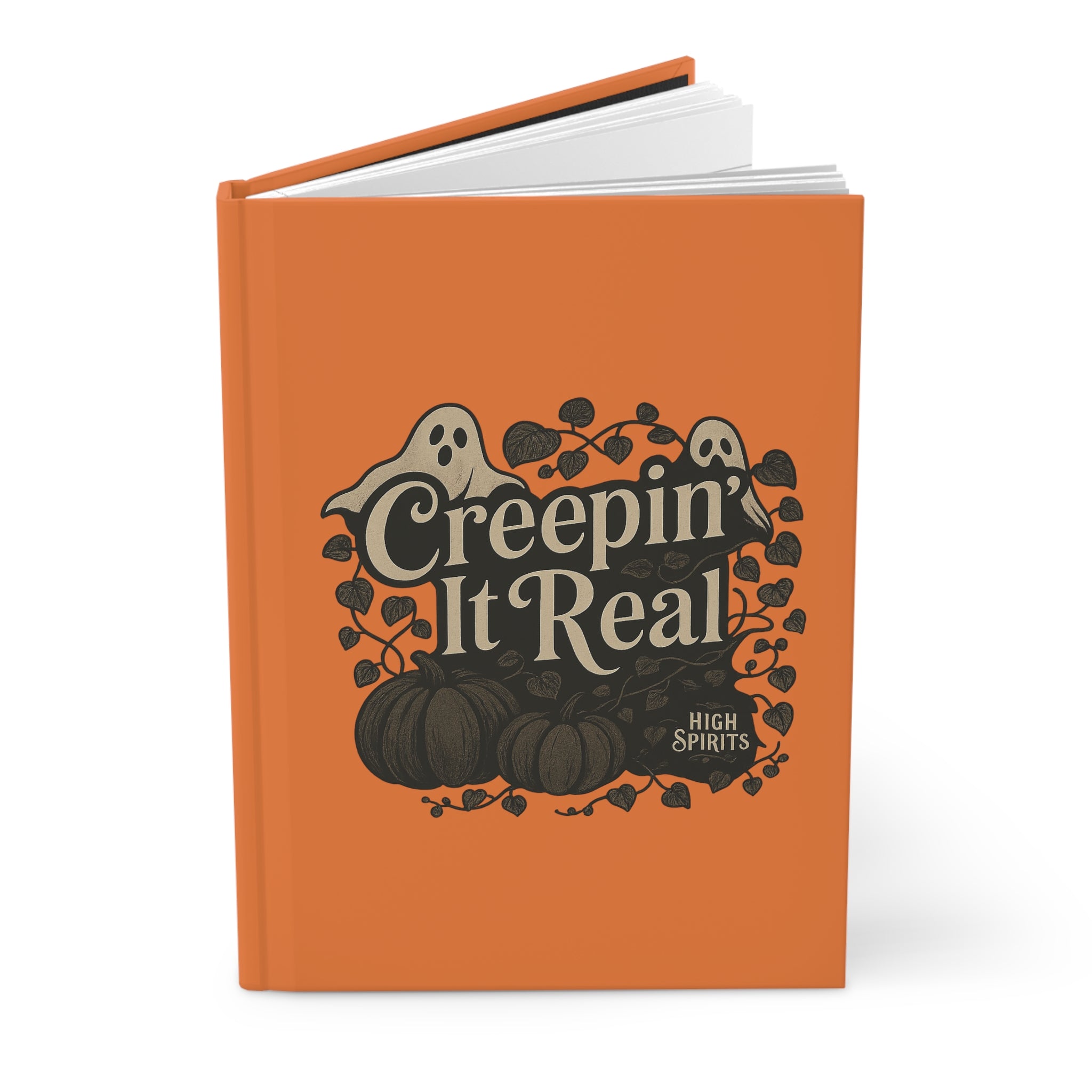 Creepin' It Real Halloween Hardcover Journal — Spooky Pumpkin & Ghost Notebook
